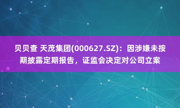 贝贝查 天茂集团(000627.SZ)：因涉嫌未按期披露定期报告，证监会决定对公司立案